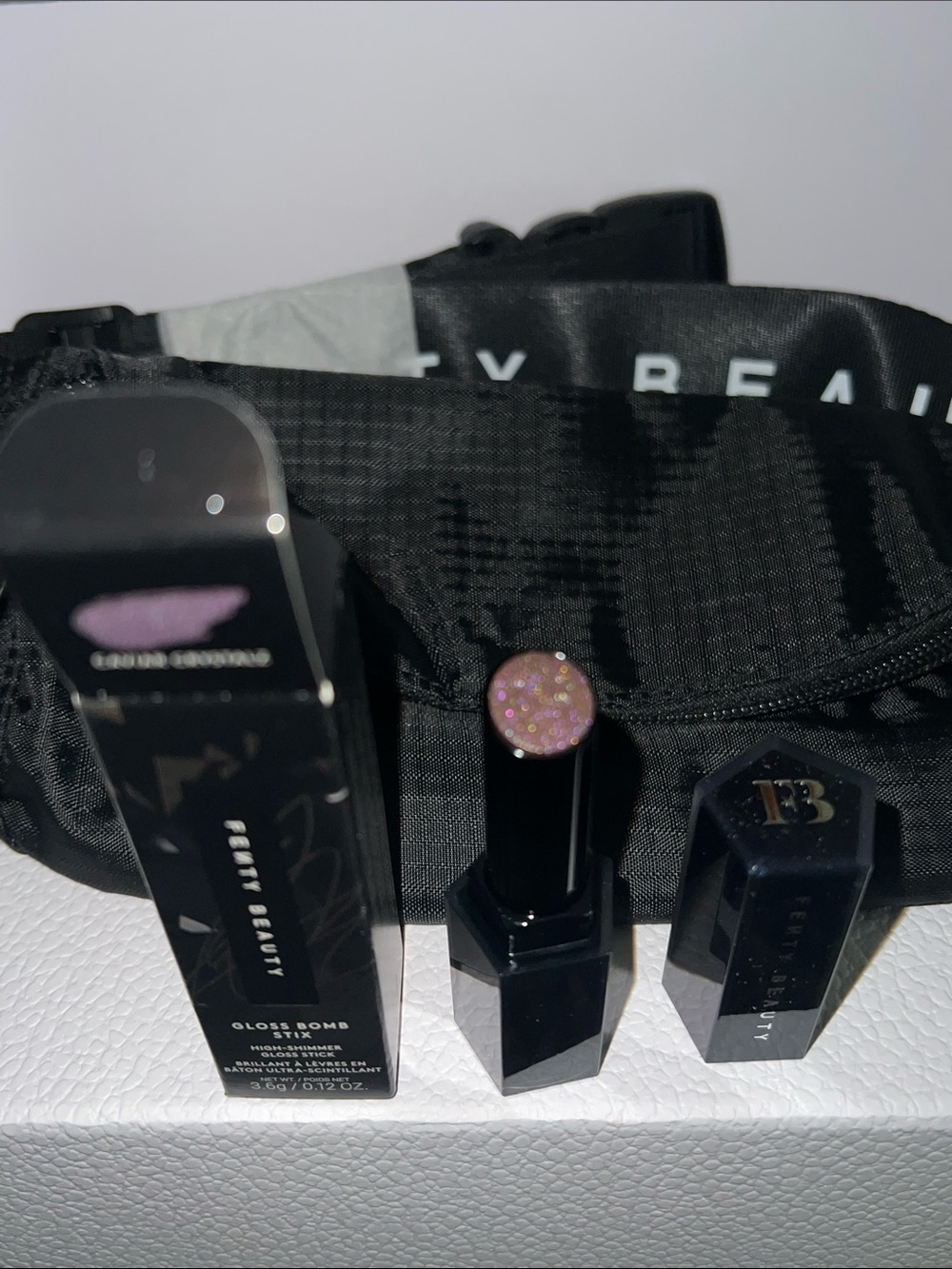 Fenty Beauty Gloss Bomb Stix - Caviar Crystalz Limited Edition + Bag